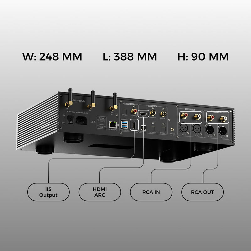 Eversolo DMP-A8 Music Streamer,DAP,DAC,Preamp,4GDDR4 +64GeMMC AK4191EQ+AK4499EX,ARC Input,IIS Output,UV Meters,spectrums,Parametric EQ,Pre AMP+10dB Analog gain,DSD512 PCM768kHz/32bit Black