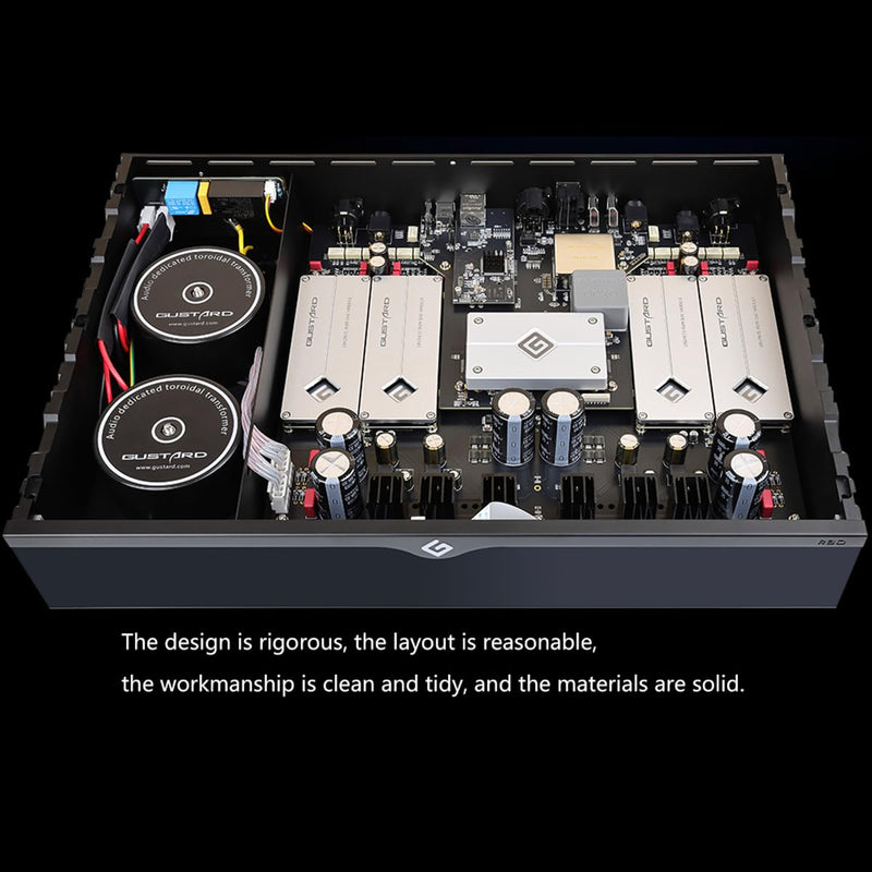 Gustard R30 R2R DAC | DSD512 PCM768kHz | USB, Optical, Coaxial, IIS, AES, LAN Input | Fully Discrete Balanced Digital-Analog Converter | Home Audio Network Streaming Decoder (Black)