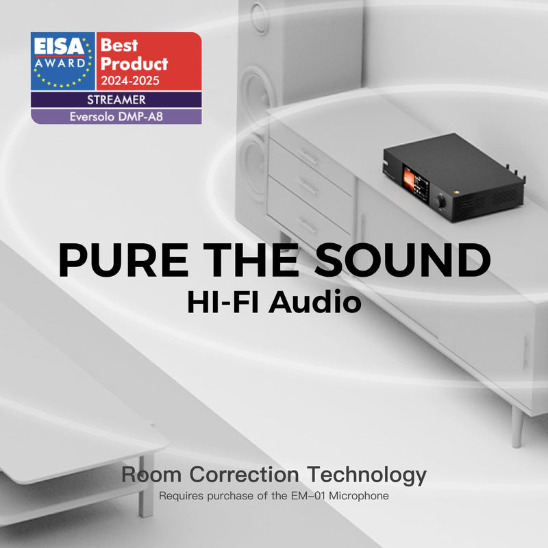 Eversolo DMP-A8 Music Streamer,DAP,DAC,Preamp,4GDDR4 +64GeMMC AK4191EQ+AK4499EX,ARC Input,IIS Output,UV Meters,spectrums,Parametric EQ,Pre AMP+10dB Analog gain,DSD512 PCM768kHz/32bit Black