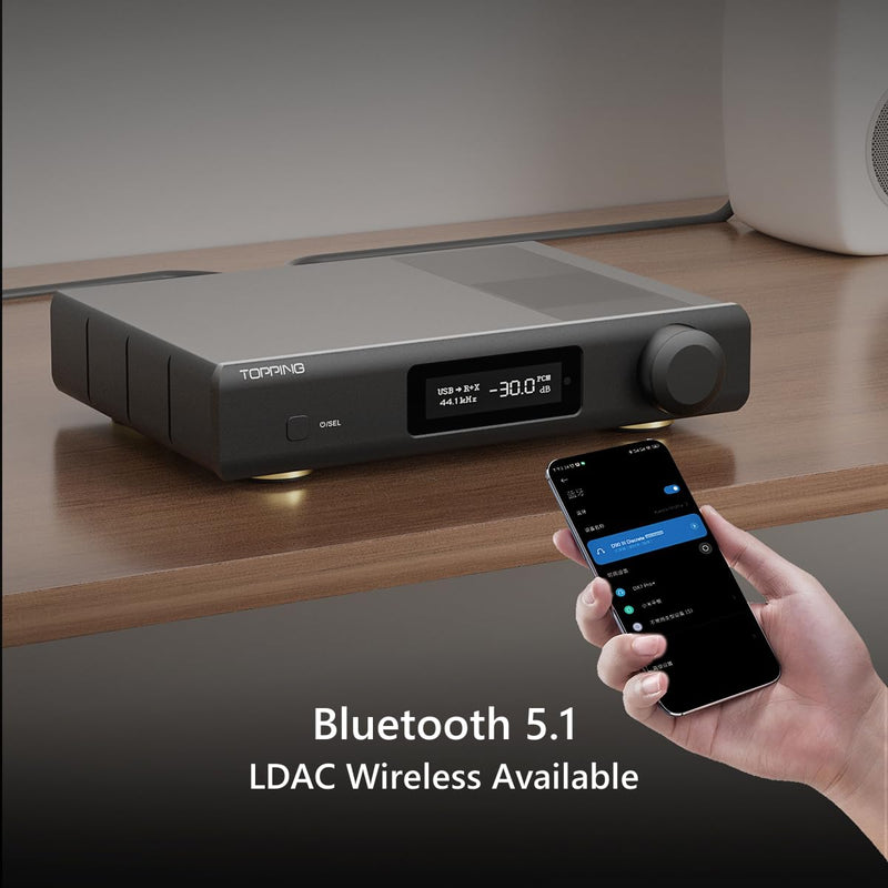 TOPPING D90 III Discrete Full Balance HiFi DAC with New PSRM Module, Bluetooth 5.1, PCM768kHz/32bit, DSD512, Ultra Low Jitter, 12V Trigger, USB/Coax/Opt/AES/IIS, Audio Preamp Decoder (Black)