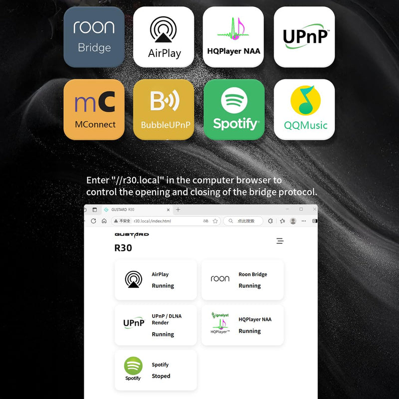 Gustard R30 R2R DAC | DSD512 PCM768kHz | USB, Optical, Coaxial, IIS, AES, LAN Input | Fully Discrete Balanced Digital-Analog Converter | Home Audio Network Streaming Decoder (Black)