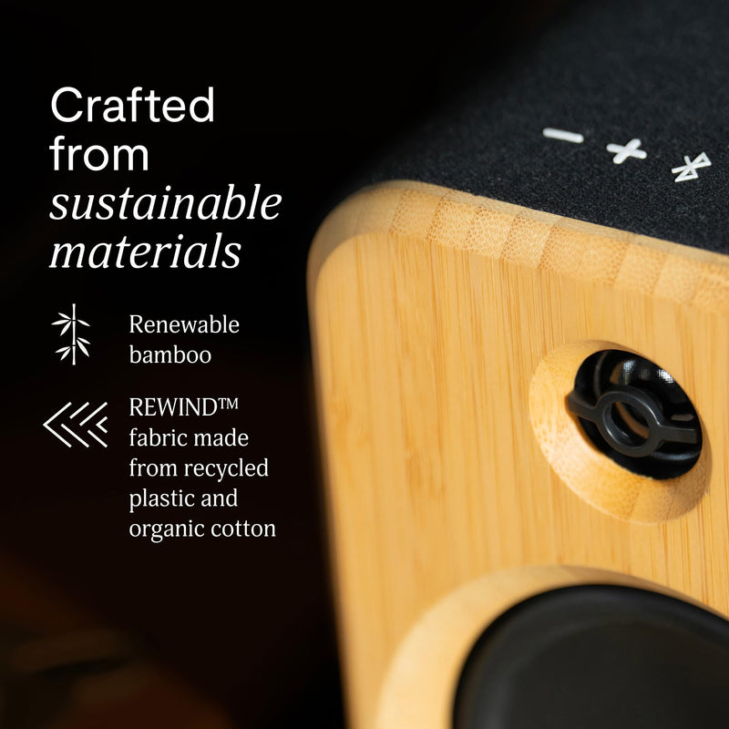 House of Marley Get Together Duo 2 Bluetooth Bookshelf Speakers, Hybrid Wired + Wireless Design, 25Hr Playtime, Upgraded Marley Signature Sound, RCA & AUX Inputs, Bamboo & Rewind Fabric