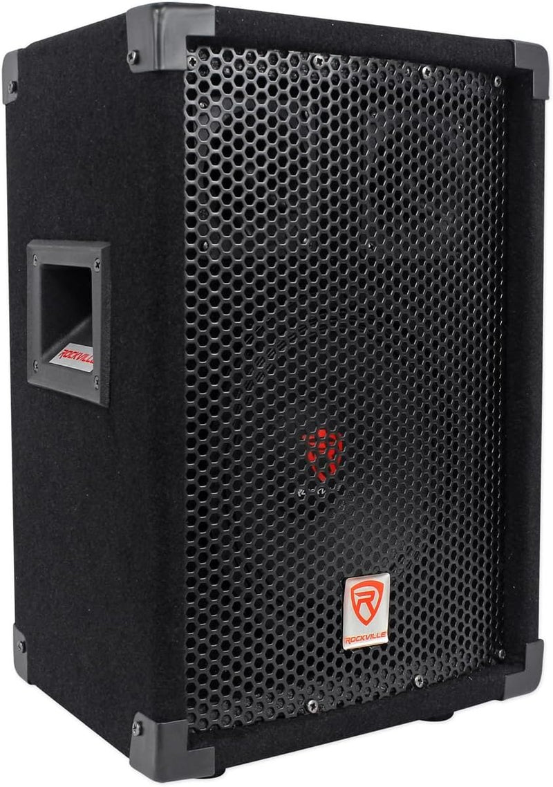 Rockville RSG8 300W 2-Way 8-Ohm Passive DJ/Pro PA Speaker, Pole Mountable, 8" Woofer + Dual 3" Tweeters, SpeakON & 1/4" Inputs, for Events and Performances