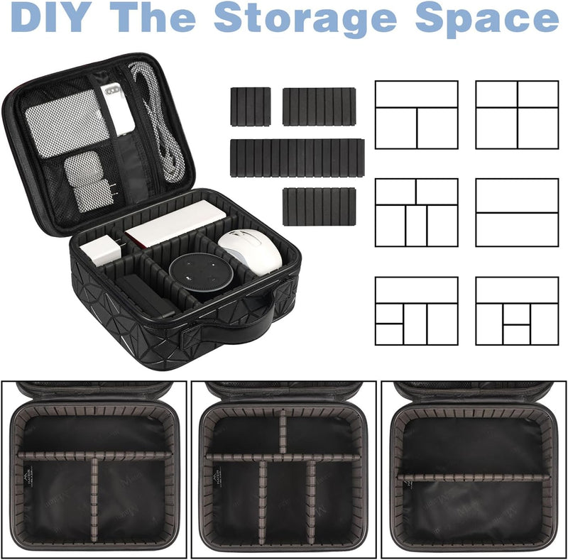 MATEIN Cord Organizer Case with Adjustable Divider, DJ Cable File Bag for DJ Gear, Sound Instrument and Music Equipment Accessories, Shockproof Portable Double Layer Cord Bags, Black