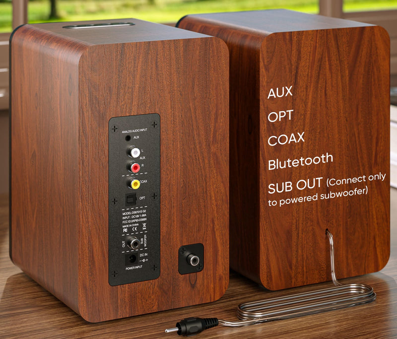 Saiyin Bluetooth Bookshelf Speakers, 30W X 2 Powered TV Speakers with 3.5 Inch Woofer, Turntable Speakers with Optical/AUX/RCA Input for PC and TV