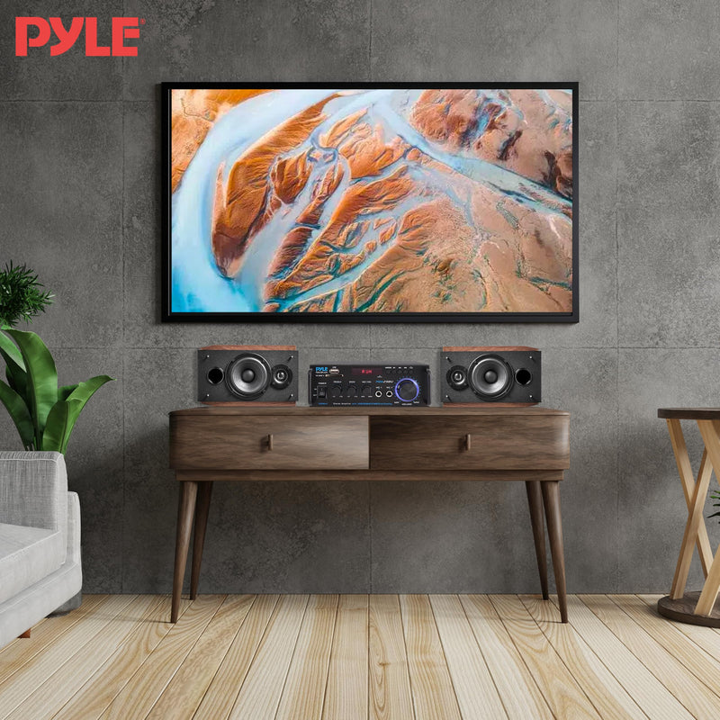 Pyle 200W Stereo Power Amplifier with Bluetooth - Dual Channel Audio Receiver - LED Display - RCA - USB - SD - MIC IN - FM Radio - AUX Input - Perfect for Home & Computer Audio - PDA29BU.5